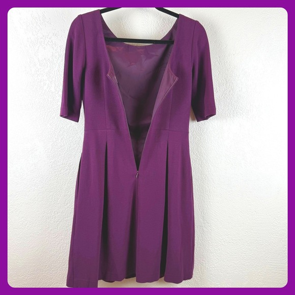 Trina Turk Women's Purple Sleeve Pleated Fit Flare Dress Work‎ Business - Picture 6 of 9